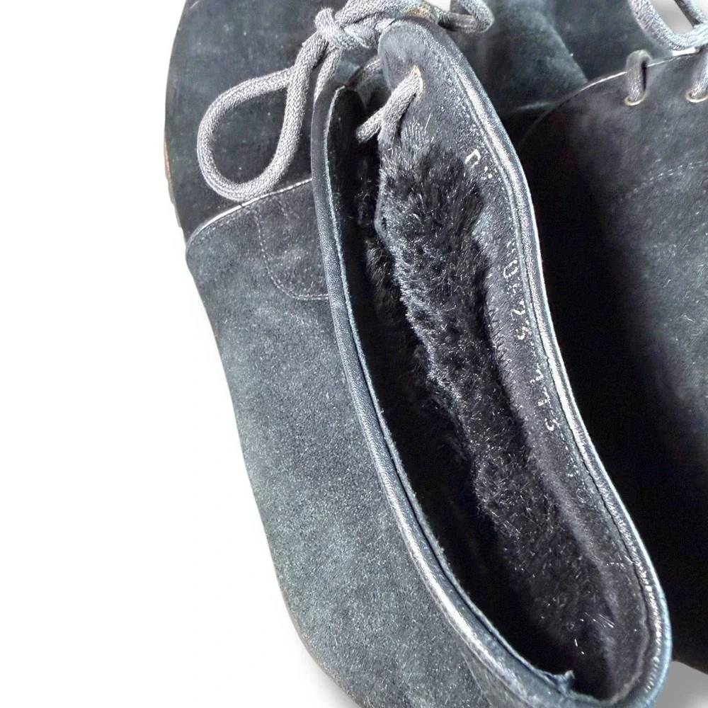 Salvatore Ferragamo Black Suede Fur Lined Chukka Boots Women‎ 8
